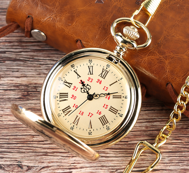 Retro Bronze Steampunk Quartz Pocket Watch Stainless Steel Chain Necklace 30cm For Men For Women With Gift Box - Vintage Industrial Elegant Unisex