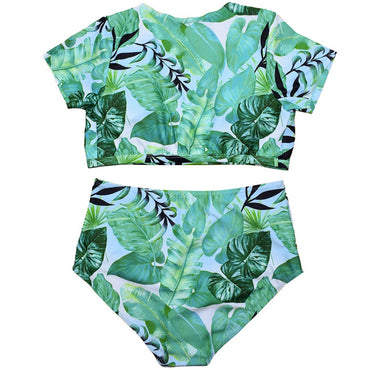 Professional Split Swimsuit with Veil - Plus Size Collection (100% Nylon, XL-5XL, Sexy Pattern, Chest Pad Support)