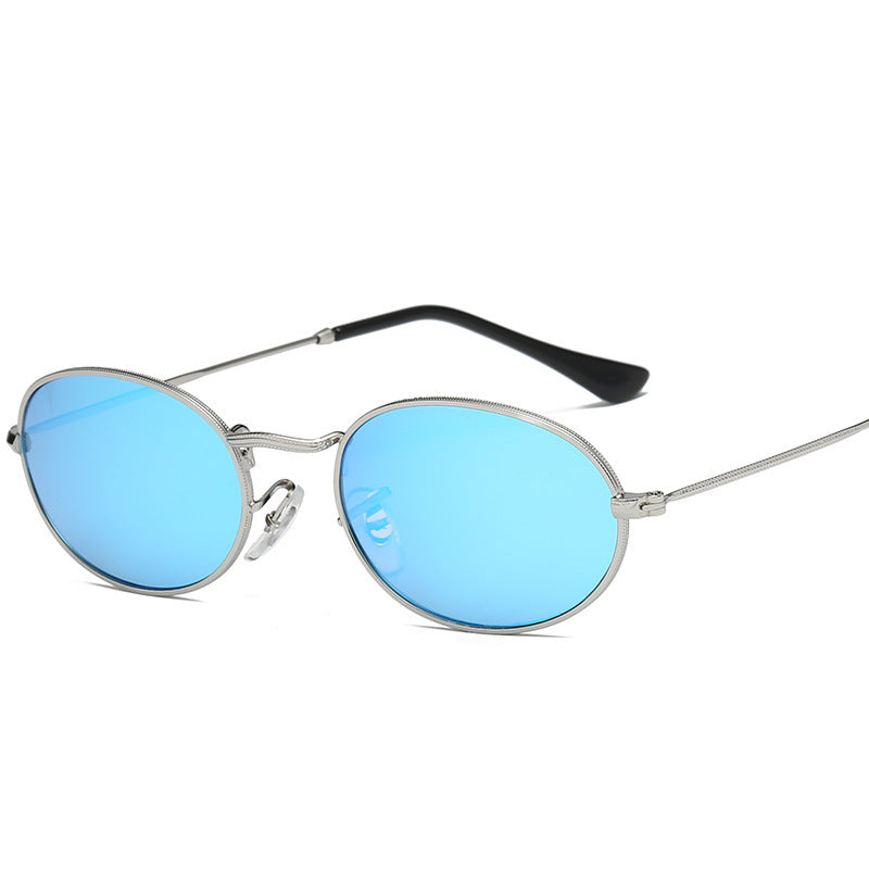 Lunettes de soleil ovales célèbres pour femmes, marque de luxe, monture ronde en métal, noires, petites lunettes bon marché