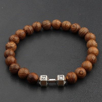 Heta Herrarmband med Naturliga Träpärlor och Kors Onyx Meditation 58 / 5000