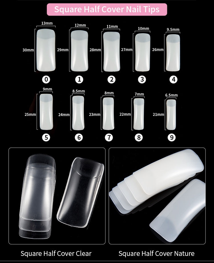 Professional French Nail Tips - 500 Pieces Acrylic Material | Classic French Manicure Collection