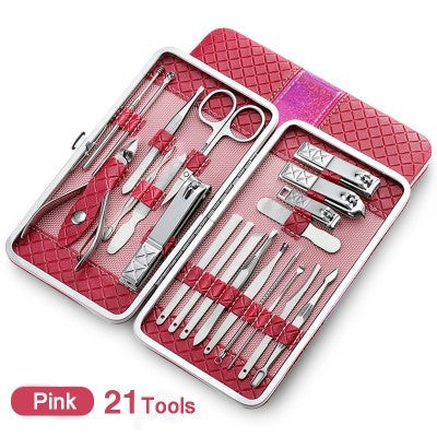 Professional Stainless Steel Manicure Kit - 18/21 Piece Set | Electroplated Finish