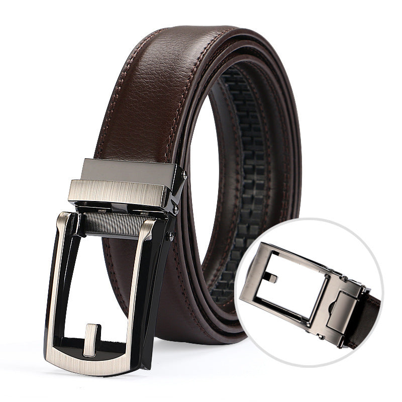 Men's Two-Layer Cowhide Fake Needle Automatic Buckle Special Belt - Distinctive Character