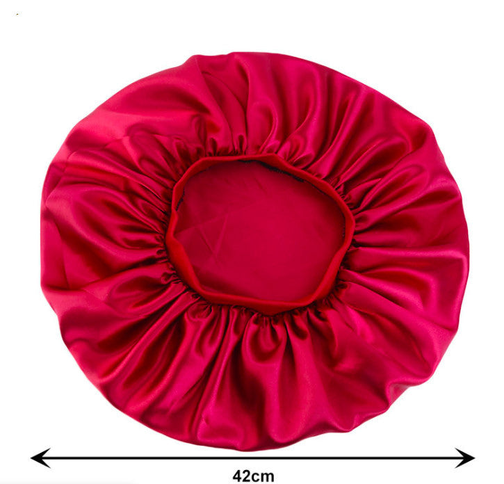 Skönhetstryck Satin siden Bonnet sleep night cap