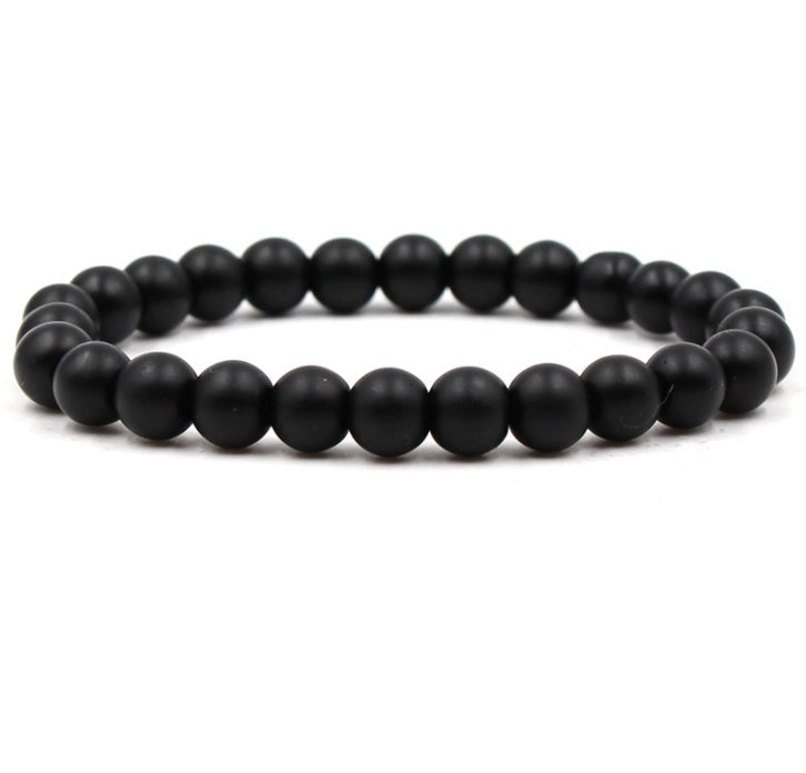 Mattsvart matt sten malakit par armband armband