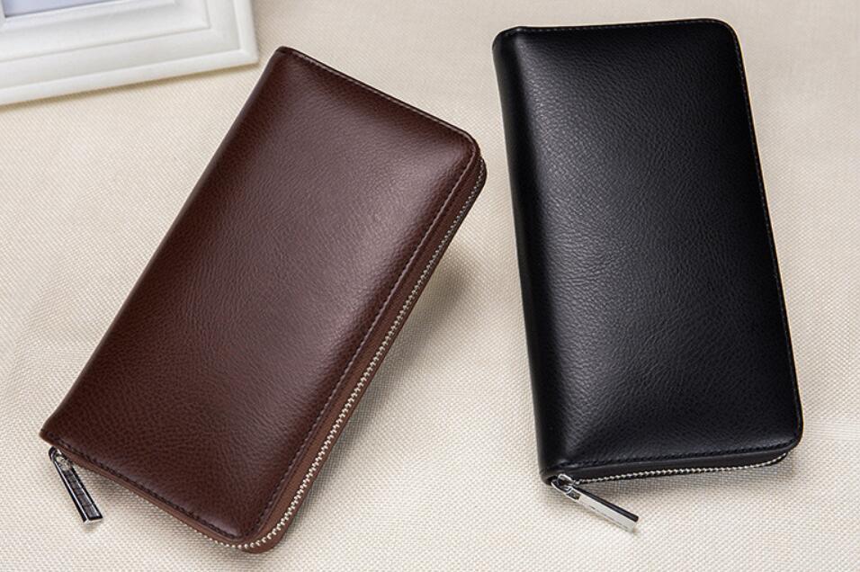 Portefeuille Rfid en cuir véritable de vache pour hommes, nombreux départements, 36 fentes, porte-carte, poche pour téléphone portable, pochette longue