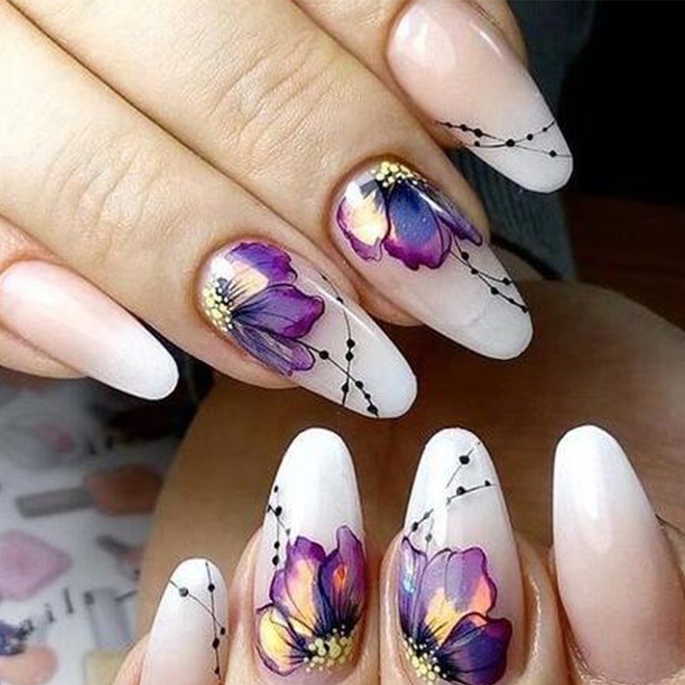 1 st nagelklistermärken fjäril blomma vattenöverföringsdekaler för nagelkonstdekoration tatuering manikyr wraps verktyg spets JISTZ508