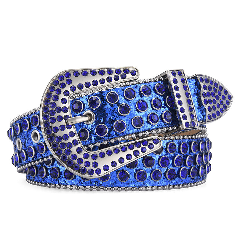 Unisex Alloy Punk Rock Rivet Rhinestone Belt - Rebellious Edge