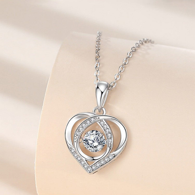 S925 Slående hjärtformade halsband Kvinnor Lyx Kärlek Strass Halsband Smycken Present till Alla hjärtans dag