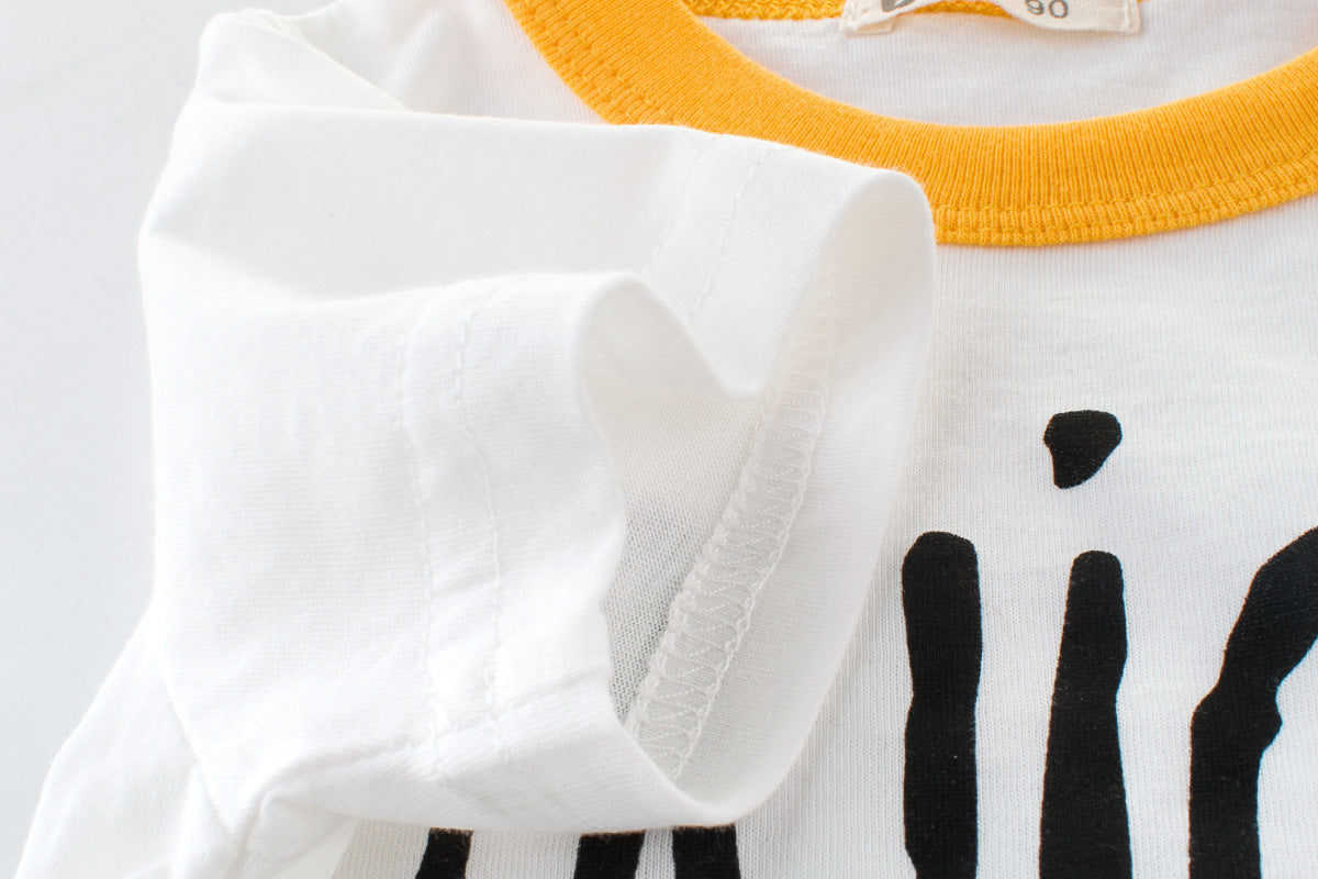 Barnkläder sommar ny pojke kortärmad t-shirt sommar babybottnad skjorta barn halvärm ins