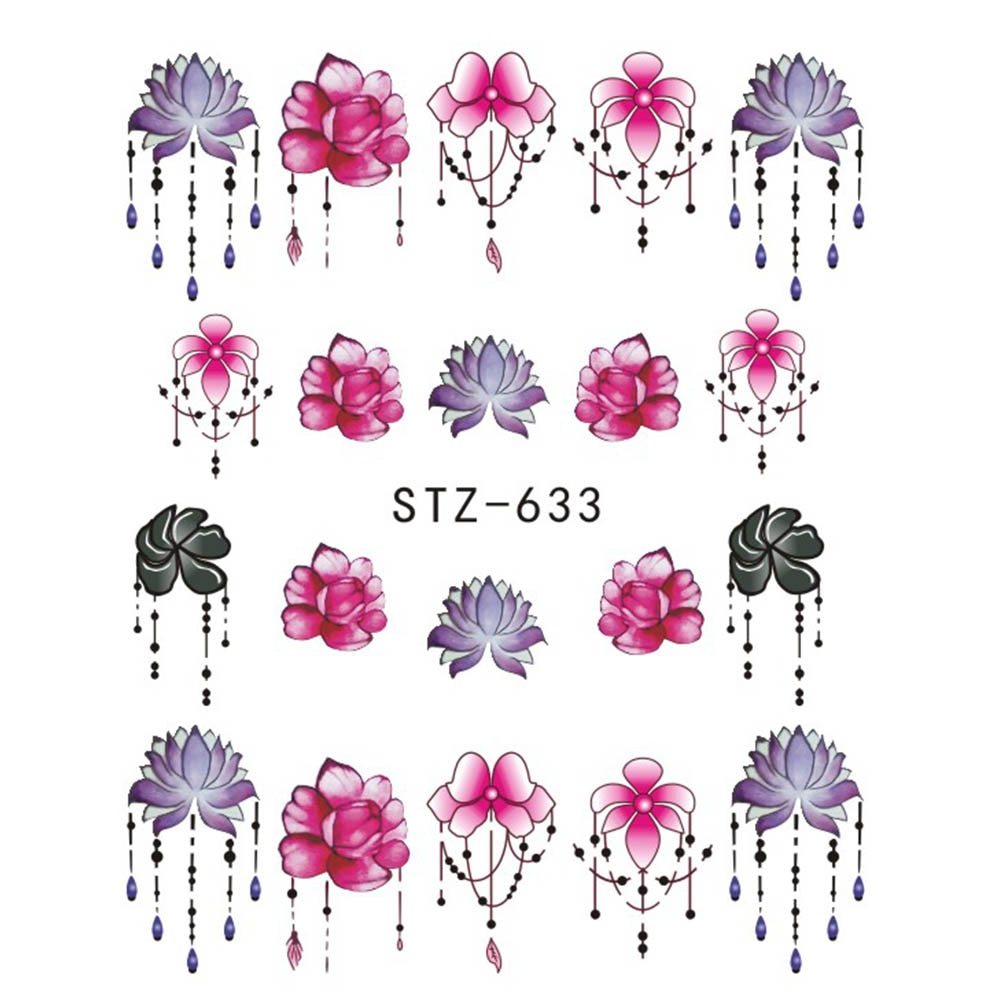 Butterfly Flower Water Transfer Nail Decals - JISTZ508 Design | 6.4x5.3cm Professional