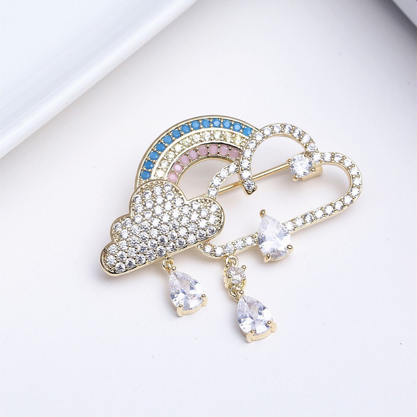 Rainbow Zircon Brooch - Elegant and Stylish