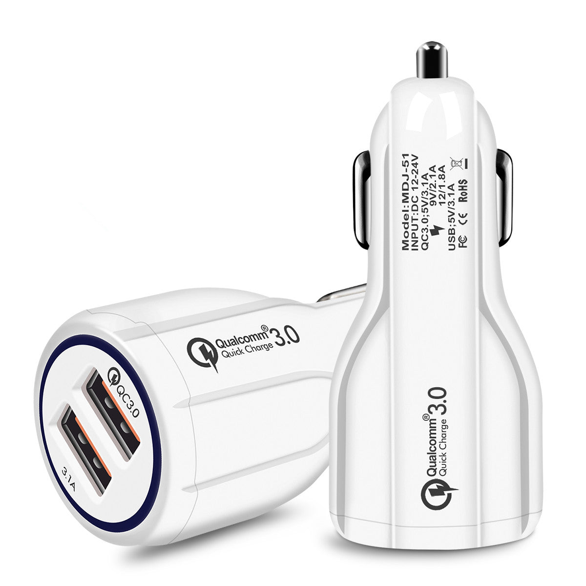 Quick Charge 3.0 billaddare för mobiltelefon Dubbel usb billaddare Qualcomm Qc 3.0 snabbladdningsadapter Mini usb billaddare
