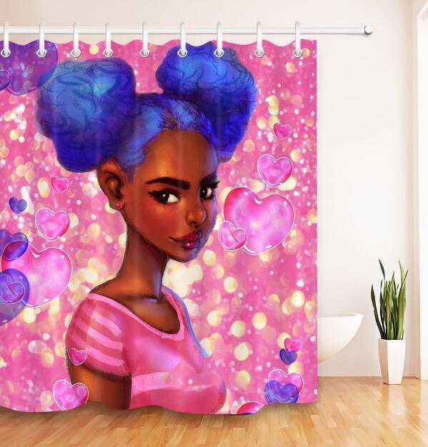 Art Design Graffiti Hip Hop African Girl Shower Curtain - Modern Building Bathroom Decor