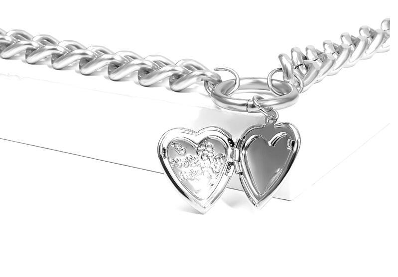 Collier ras du cou en forme de cœur en métal pour femmes