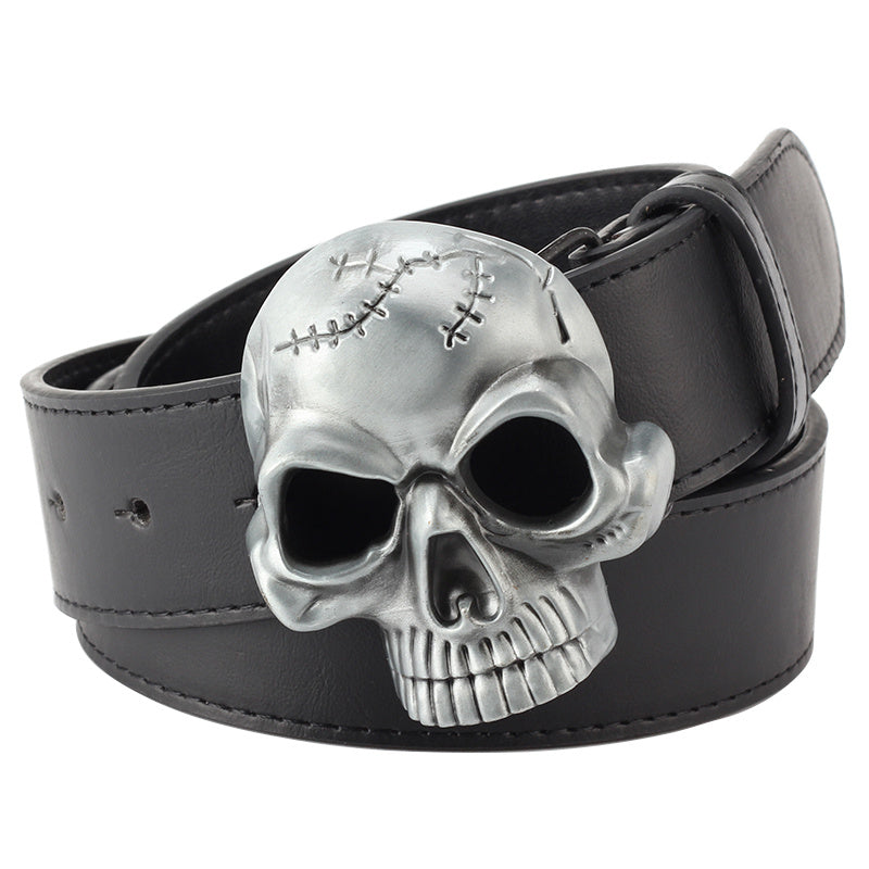 Men's Skull Head Leather Belt - Rebellious Edge