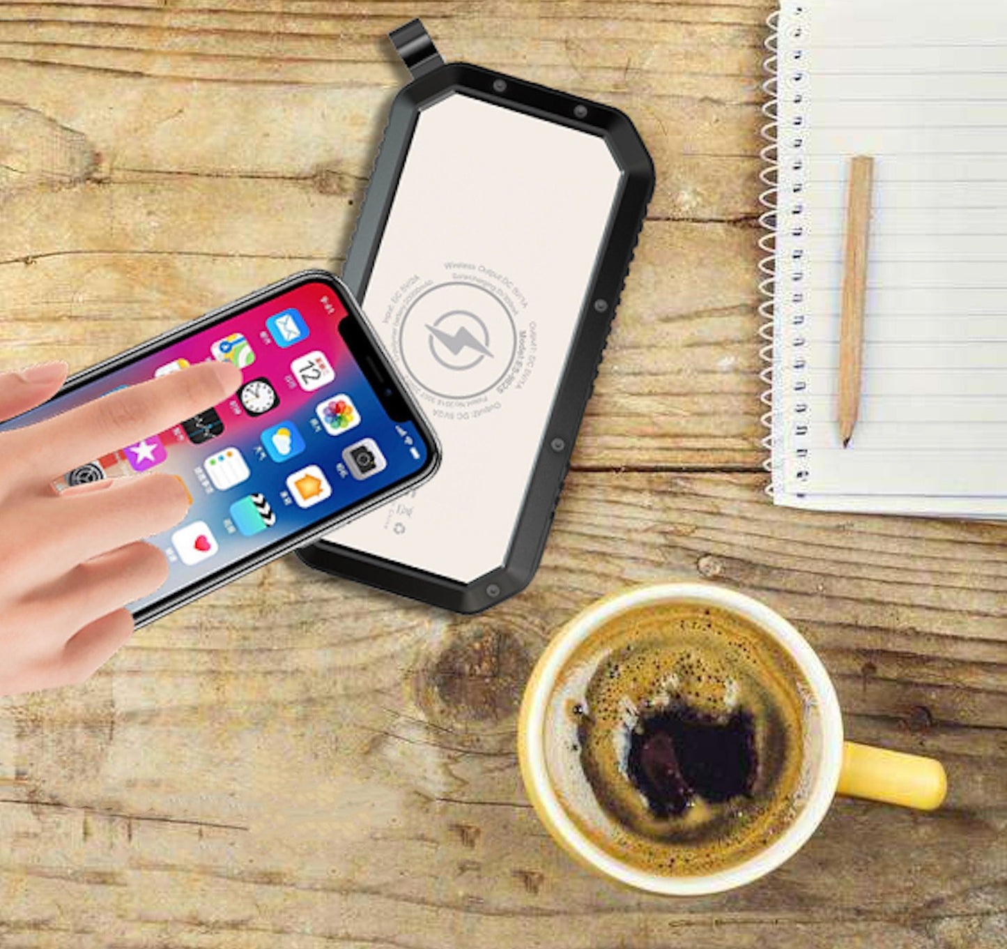 Torche d'accessoires de téléphone de batterie externe solaire sans fil
