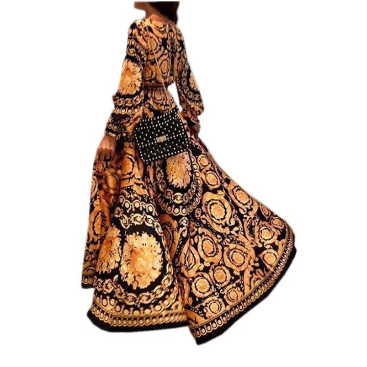 Robe fendue Pull imprimé à col en V Jupe longue