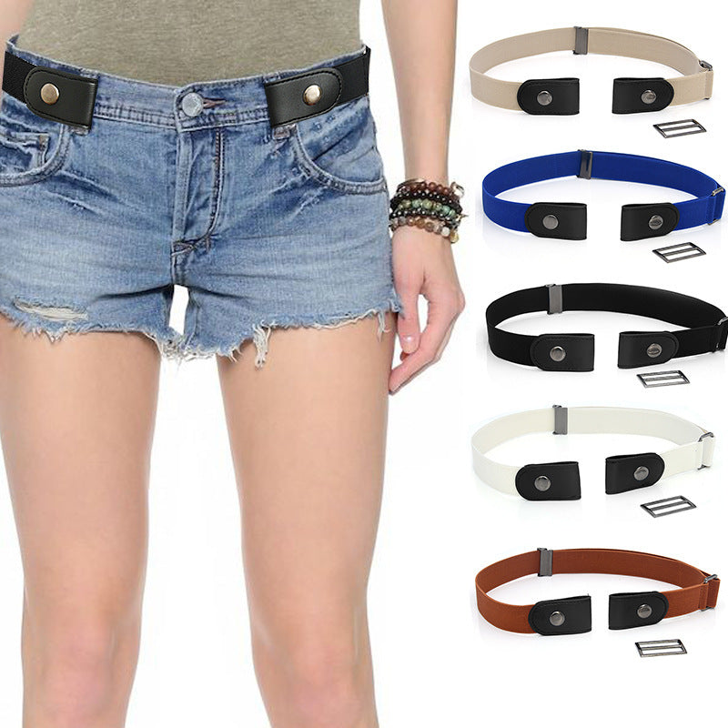 Men's Leather Slim Stretch Invisible Jeans Lazy Belt - Seamless Comfort