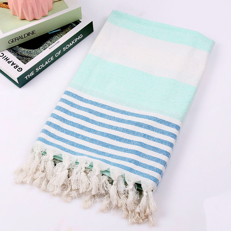 Serviette de plage rayée en coton 100x180cm