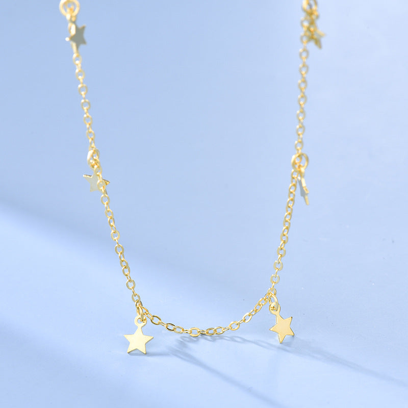 S925 Silver Star Tofs Halsband för kvinnor Enkel