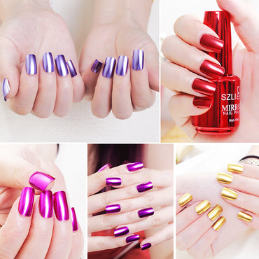 Vernis à ongles argenté miroir couleur métal acier inoxydable