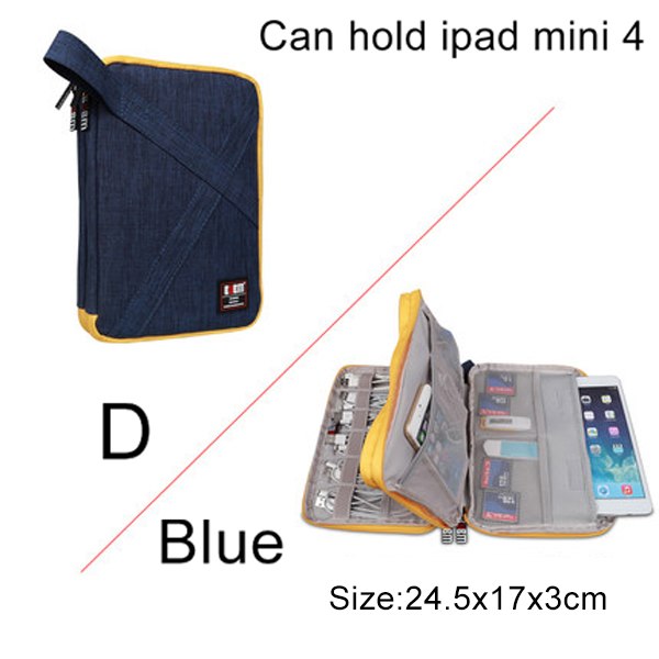 Kompatibel med Apple, BUBM Travel Universal Cable Organizer Elektroniktillbehör Fodral Gadgetväska för USB, telefon, laddare och kabel, Passar för ipad