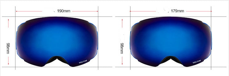 Kompass skidglasögon för män och kvinnor dubbellagers lins anti-dim sfärisk yta med magneter kan bytas bergsbestigningsglasögon