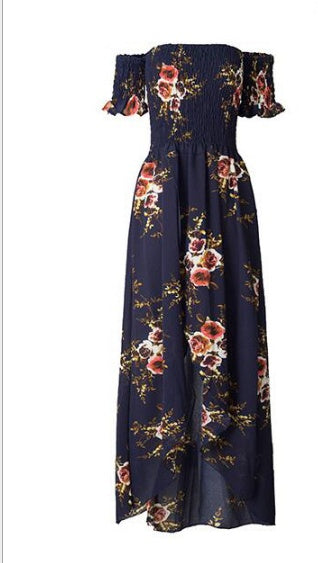 Boho style long klänning kvinnor Off axel strand sommar klänningar