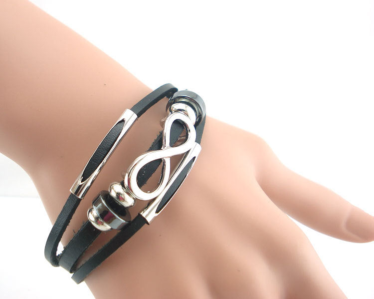 PH18 direktförsäljning Europa och USA neutralt icke-mainstream läder retro mäns läderarmband armband 8 ord obegränsad symbol