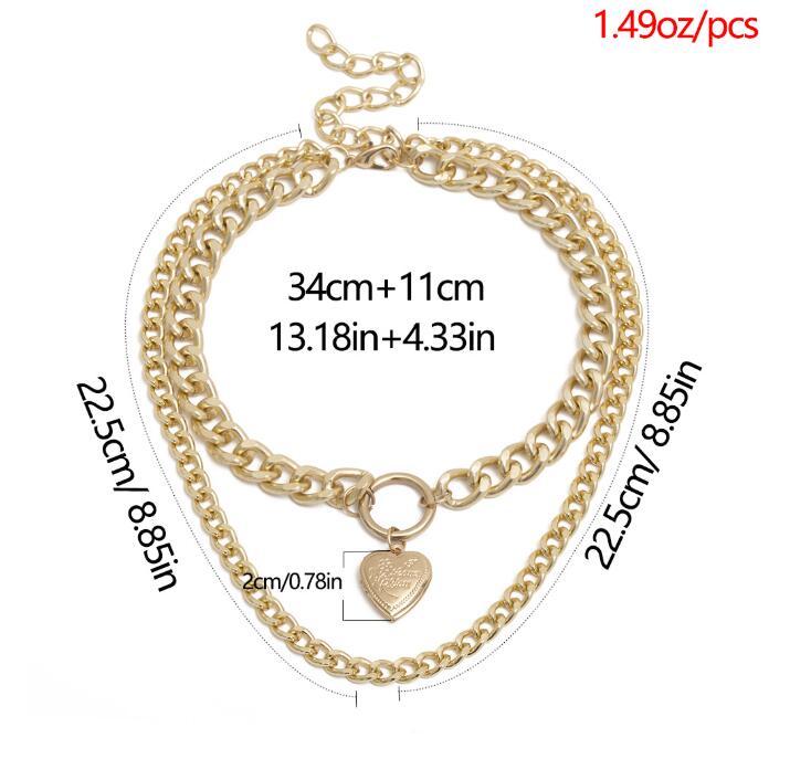 Collier ras du cou en forme de cœur en métal pour femmes