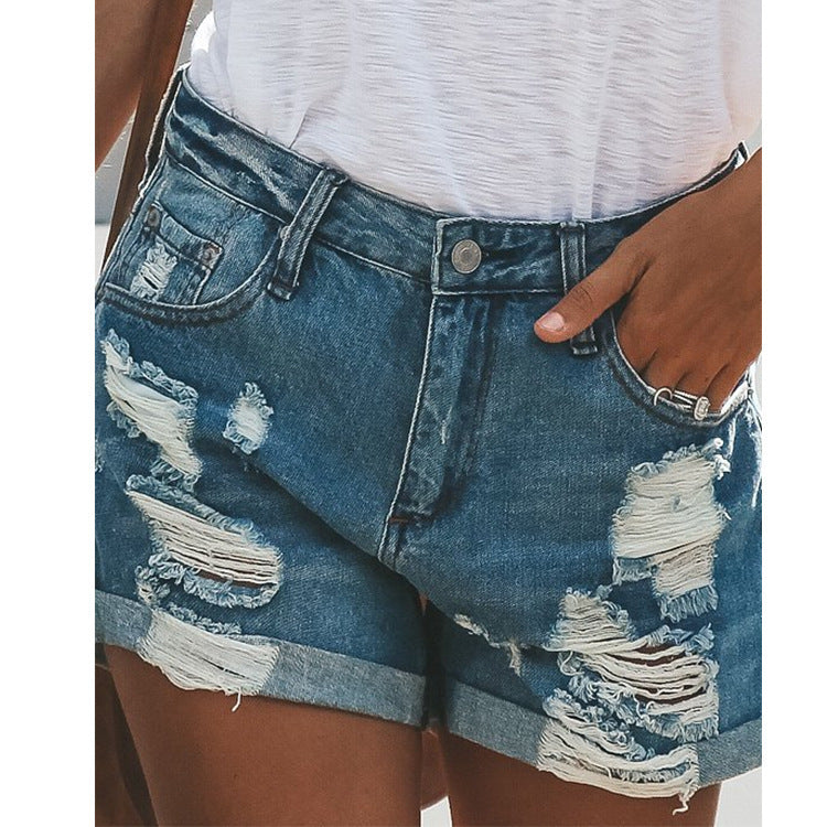 Women denim shorts ripped - Distressed Edge