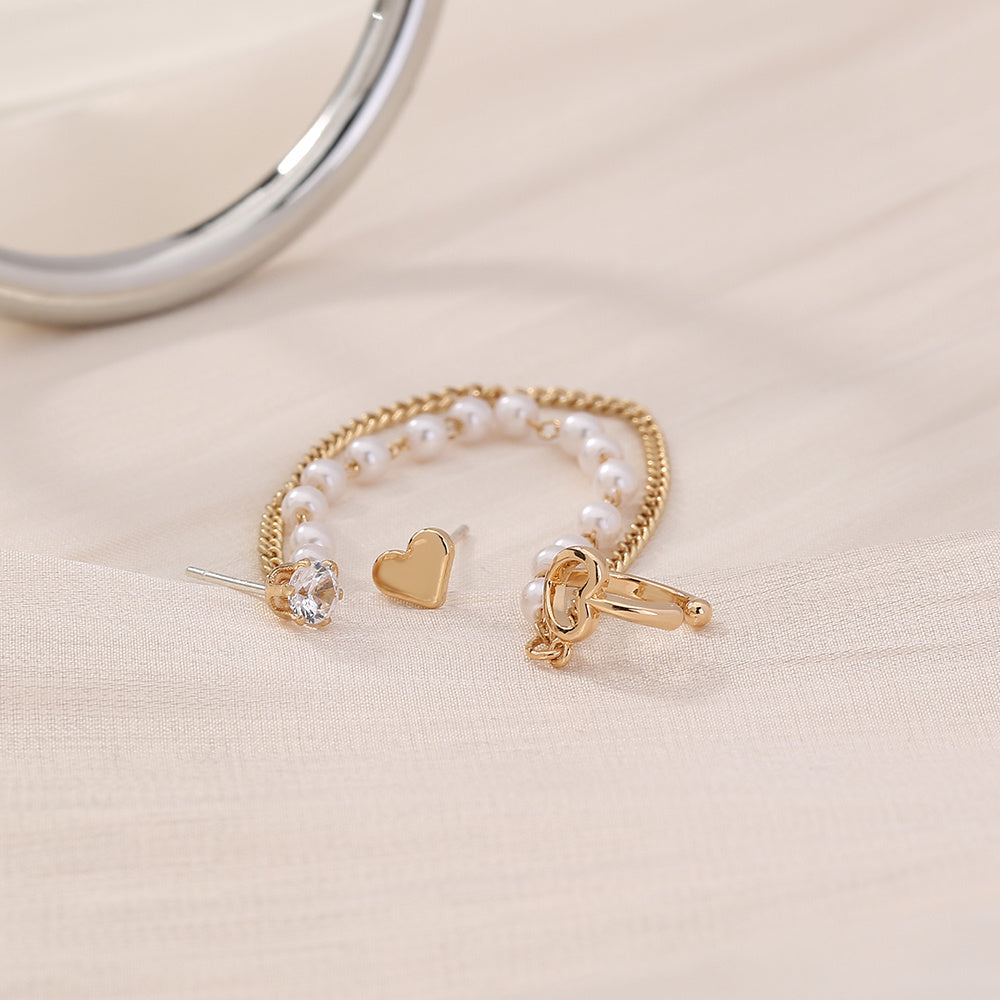 Korean Version Of The Pearl Earring Earring Earbone Clip No Ear Holes Cold Wind Love Earrings Ornaments