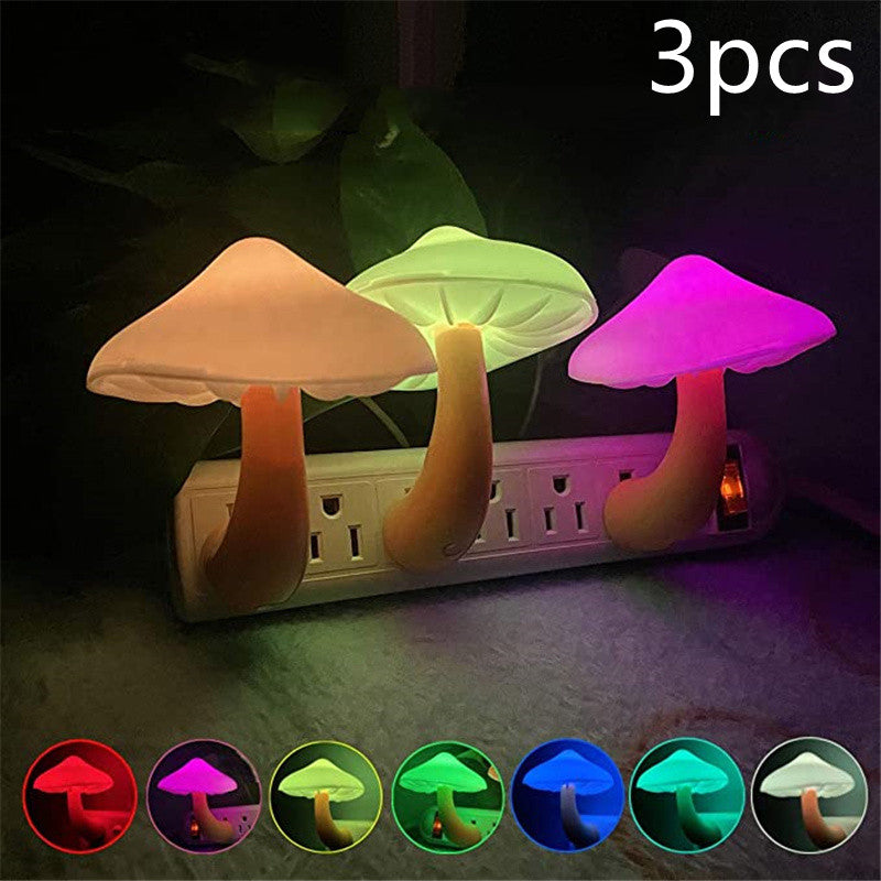 Lampe LED à prise murale en forme de champignon, prise ue US, blanc chaud, capteur de contrôle de la lumière, lumière de chambre à coucher, décoration de la maison