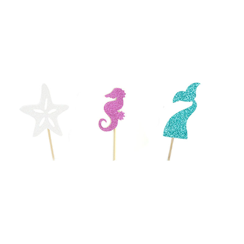 Décoration d'anniversaire sur le thème de la sirène, fournitures de fête pour enfants, cartes de gâteaux et desserts