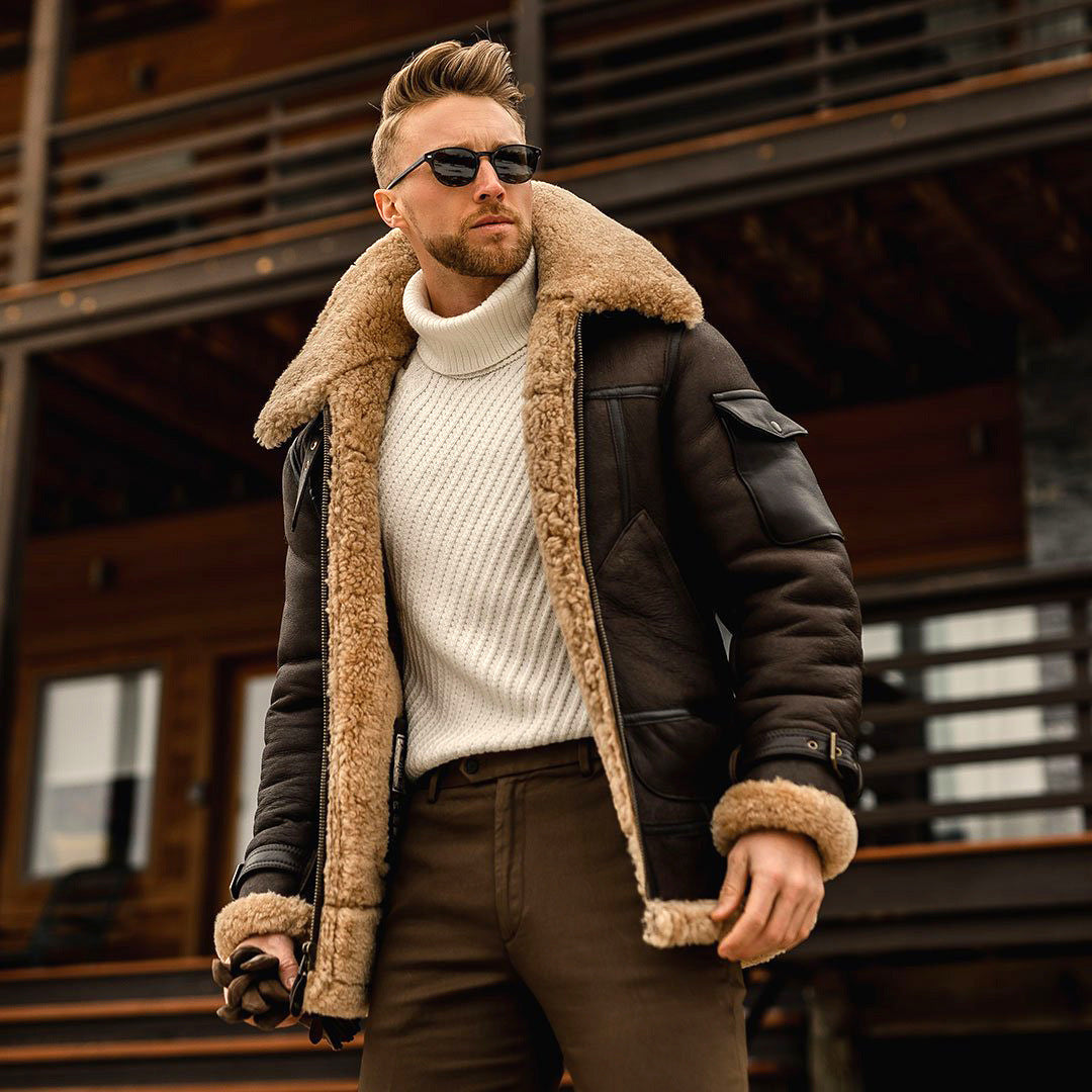 Men's Fur Winter Coat - Thick Hair Lined Jacket