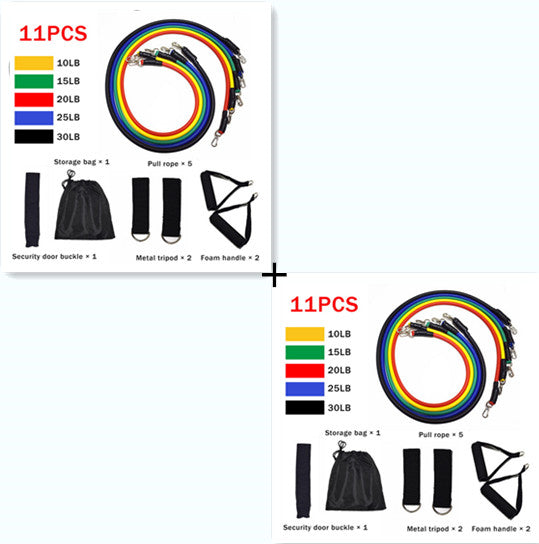 Professional Fitness Rally Elastic Rope - TPE Resistance Band System (5 Bands, 10-30 lbs, 11-Piece Complete Set)