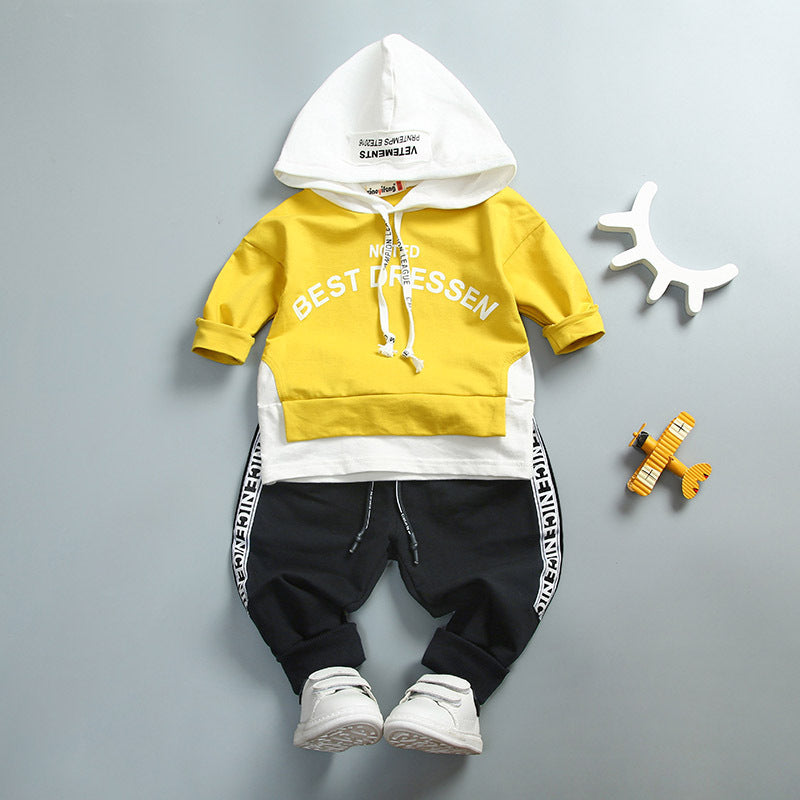 Boys' Suit Letter Print Hood