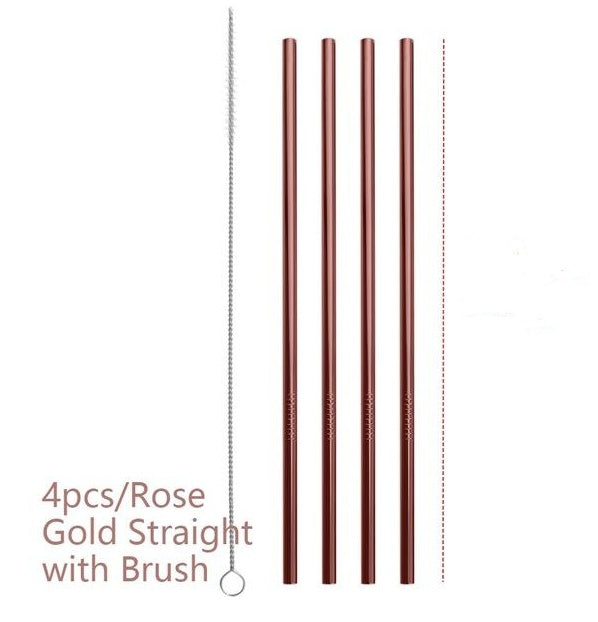 Colorful Reusable Stainless Steel Straws 4PCS/Pack