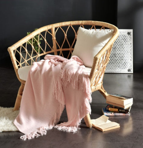 Sunday Cozy Fringed Knitted Blanket