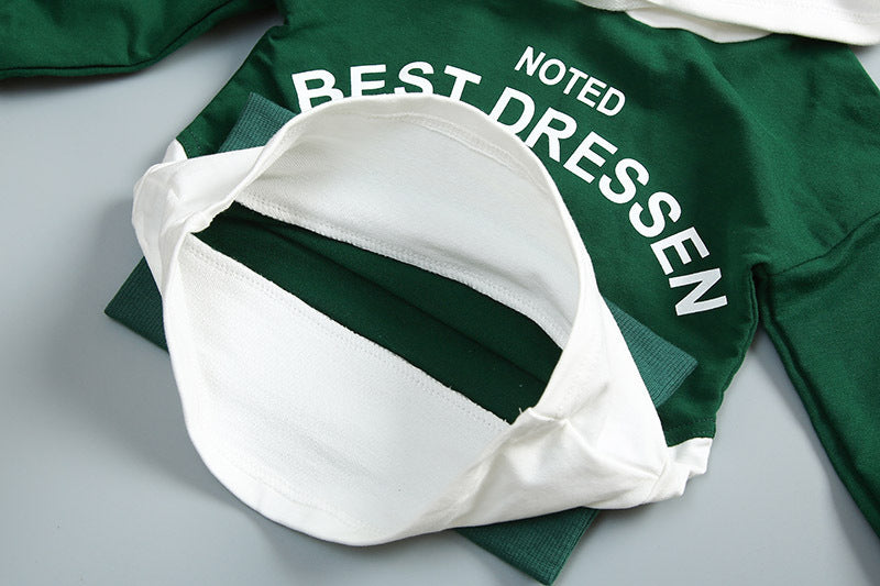 Boys' Suit Letter Print Hood