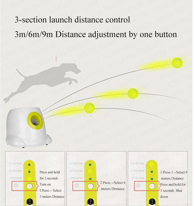 Automatic Interactive Ball Launcher - Dog Pet Toy with 3 Distance Settings