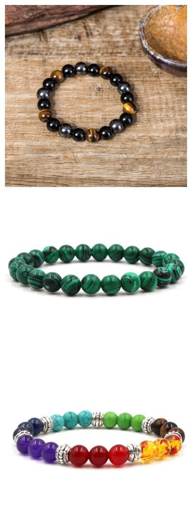 Mattsvart matt sten malakit par armband armband