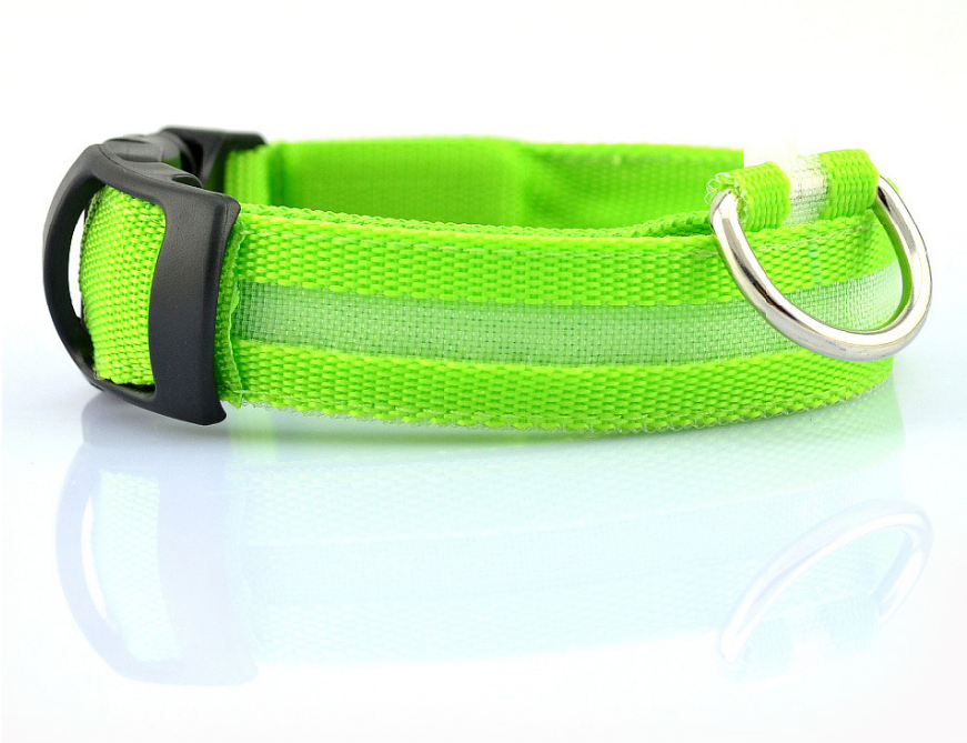 Nylon LED Hund Ljushalsband Nattsäkerhet Blinkande Glöd i mörkt Hund Kattkoppel Justerbara husdjurstillbehör