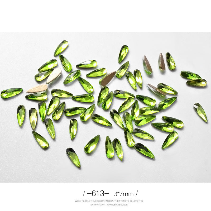 3D Water Drop Rhinestones - 10 Pieces 7x3mm | 3g Acrylic 12 Color Options