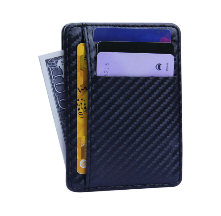 Portefeuille en cuir Pu en Fiber de carbone, nouvelle mode, Mini portefeuilles minces pour hommes d'affaires, porte-carte d'identité de crédit avec porte-monnaie Anti-chef RFID