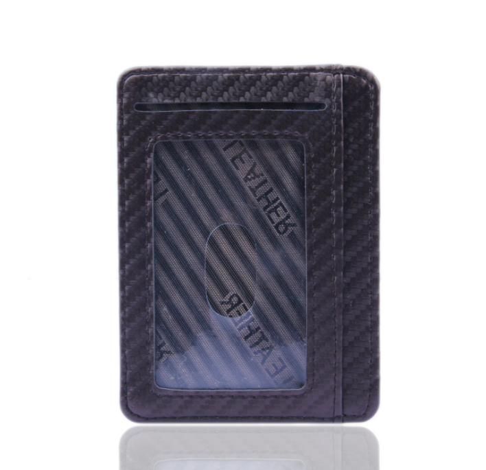 Portefeuille en cuir Pu en Fiber de carbone, nouvelle mode, Mini portefeuilles minces pour hommes d'affaires, porte-carte d'identité de crédit avec porte-monnaie Anti-chef RFID