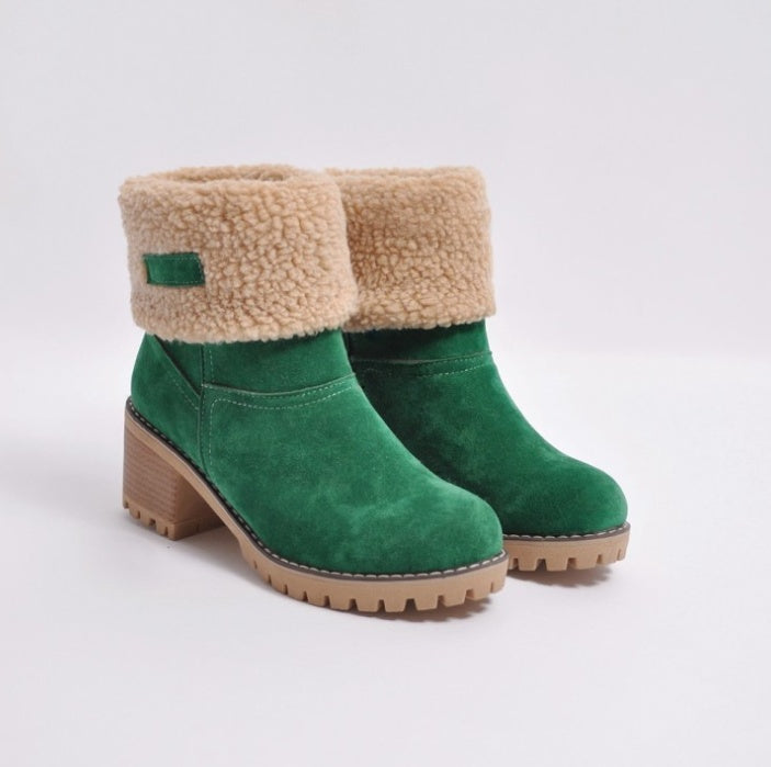Women's Suede Winter Boots - Martin Style Platform - Arctic Collection
