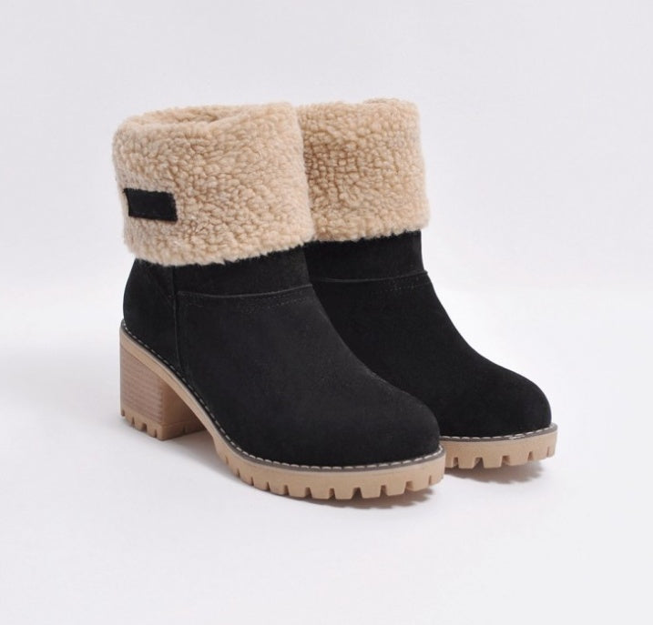 Women's Suede Winter Boots - Martin Style Platform - Arctic Collection