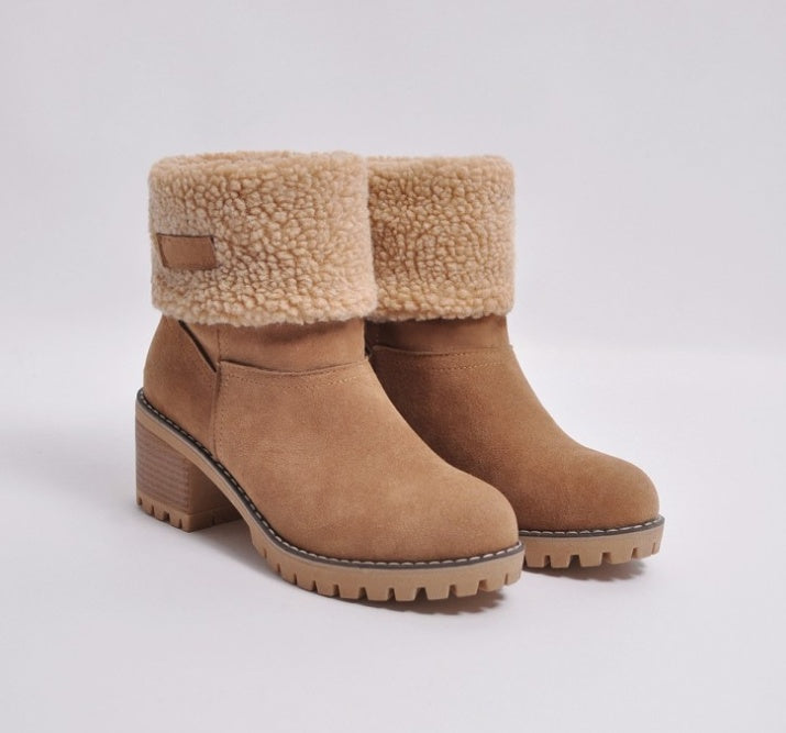 Women's Suede Winter Boots - Martin Style Platform - Arctic Collection